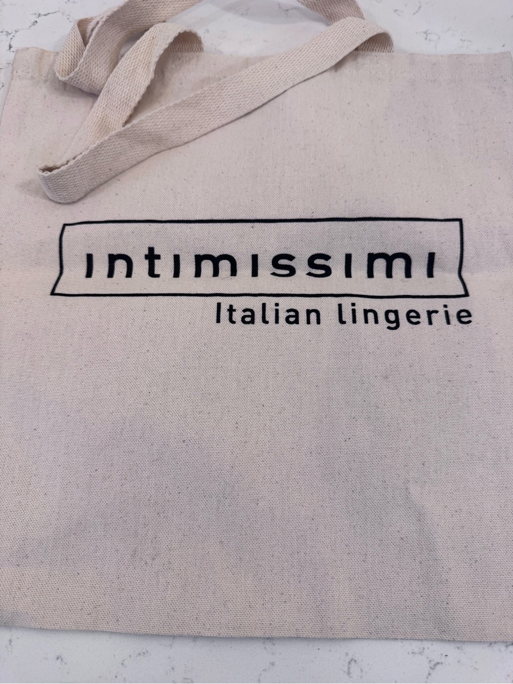 intimissimi Natural Canvas Tote with Black Logo